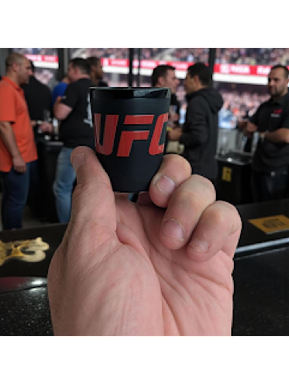 UFC Shot Glass Ultimate Fighting Championship MMA Black Red Logo New NWT Gift